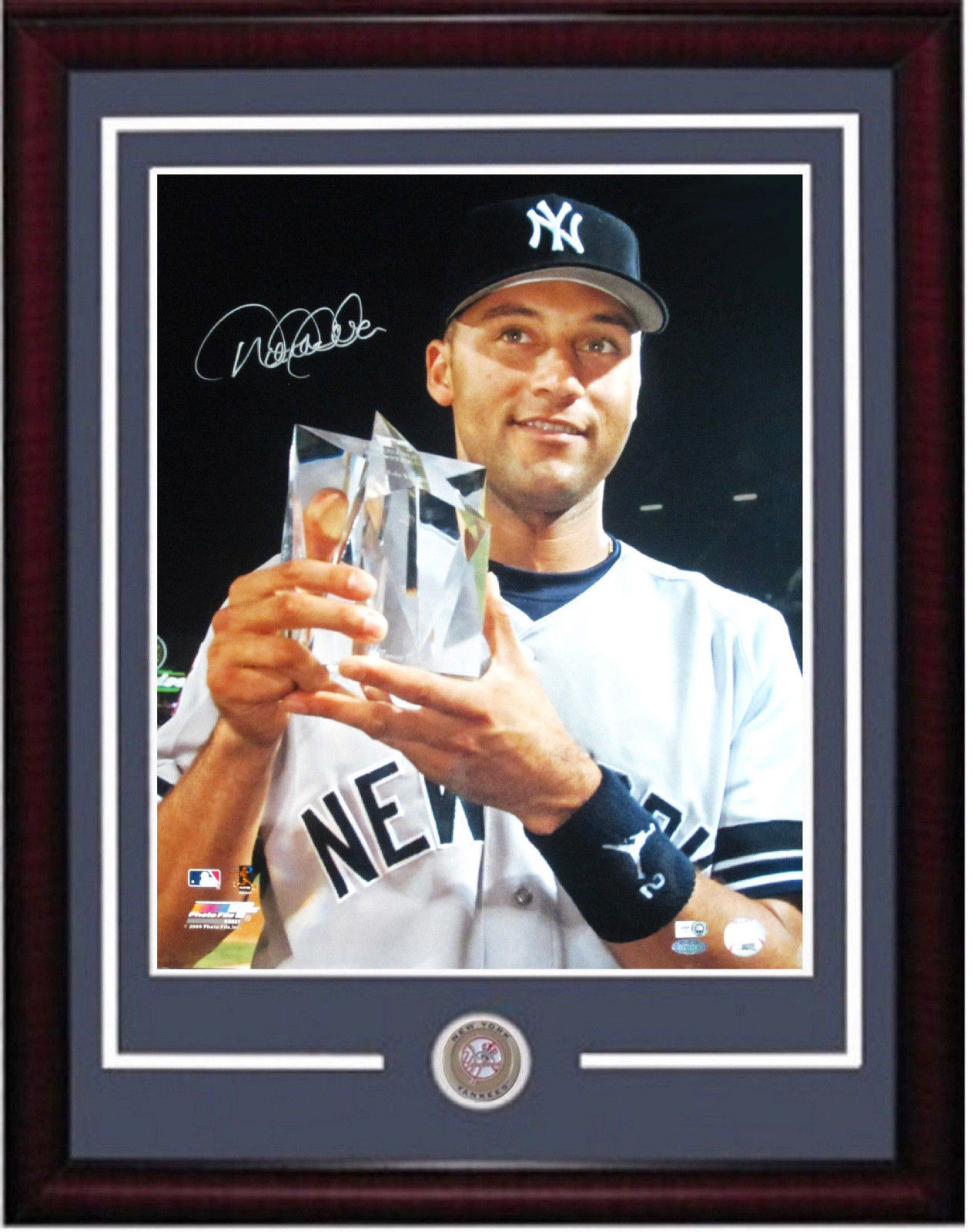 Derek Jeter Signed 16×20 2000 AS MVP Photo framed Yankees coin auto Steiner COA