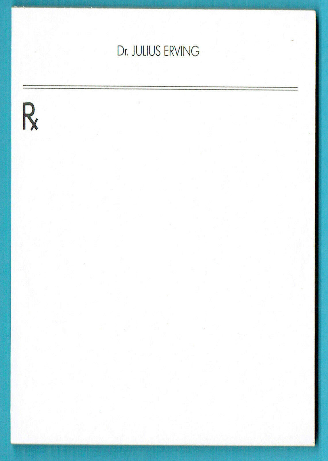 Julius Dr. J Erving Original Rx Note Pad about 50 Pages RARE hof basketball nets