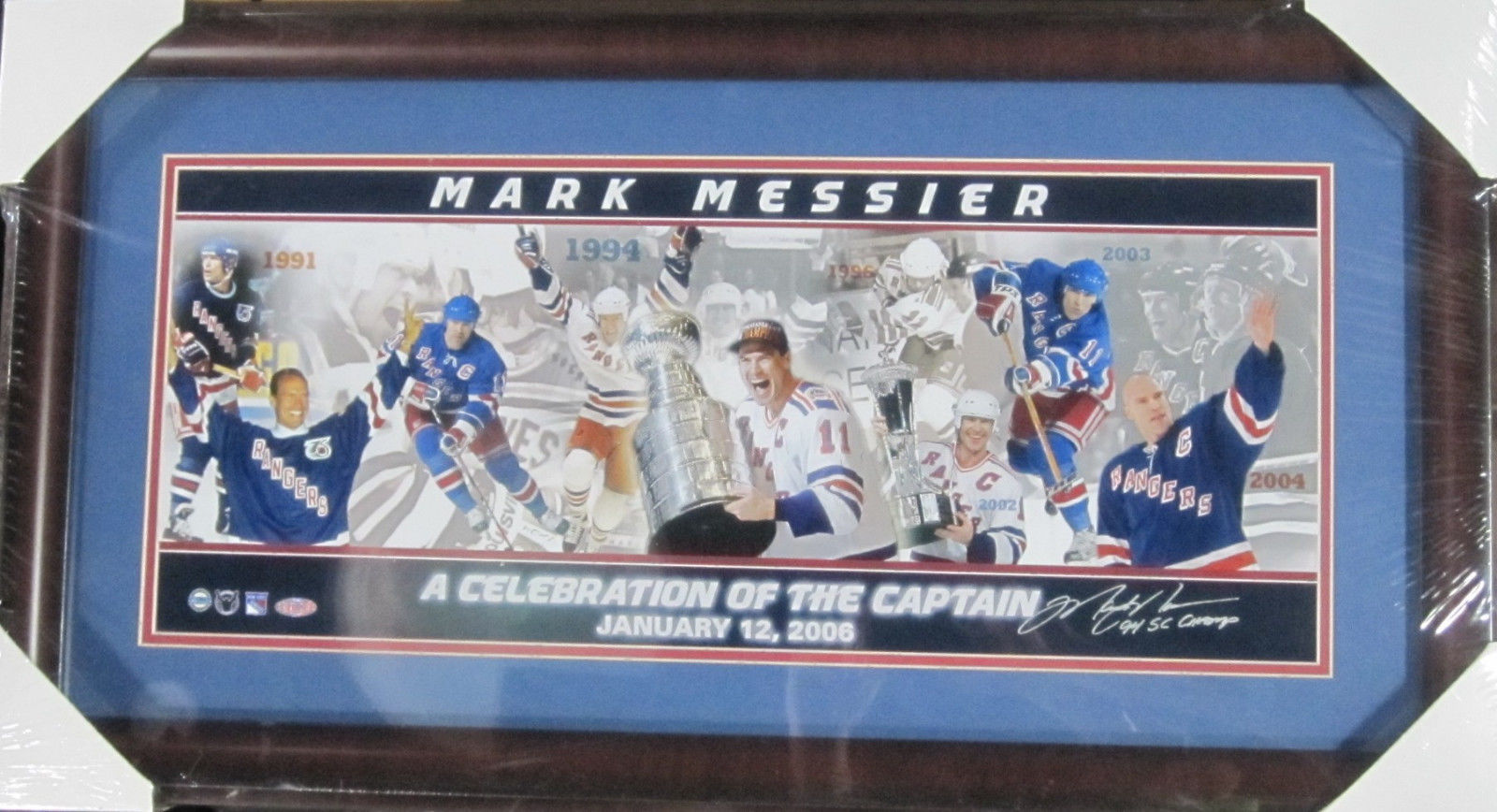 Mark Messier Signed Stanley Cup Framed  Panoramic Collage Steiner COA Rangers