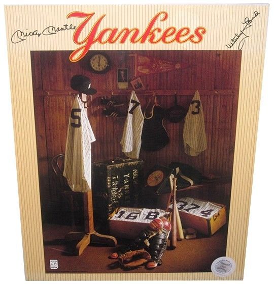 Mickey Mantle & Whitey Ford Signed Yankees 22×28 Vintage poster Photo Mantle COA