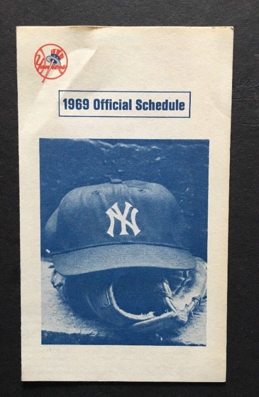 1969 New York YANKEES Official SCHEDULE Yankee Stadium MICKEY Mantle