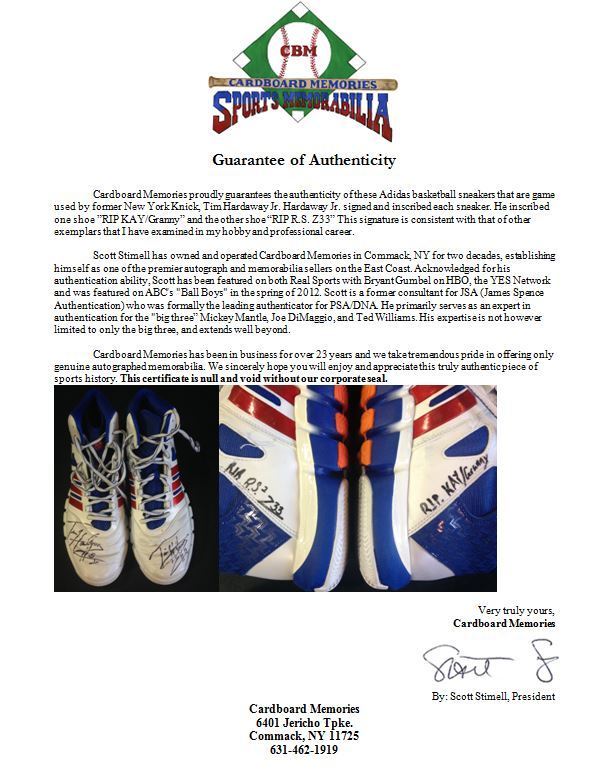 Tim Hardaway Jr Knicks Hawks signed game used sneaker Sneakers shoes auto  COA - Cardboard Memories