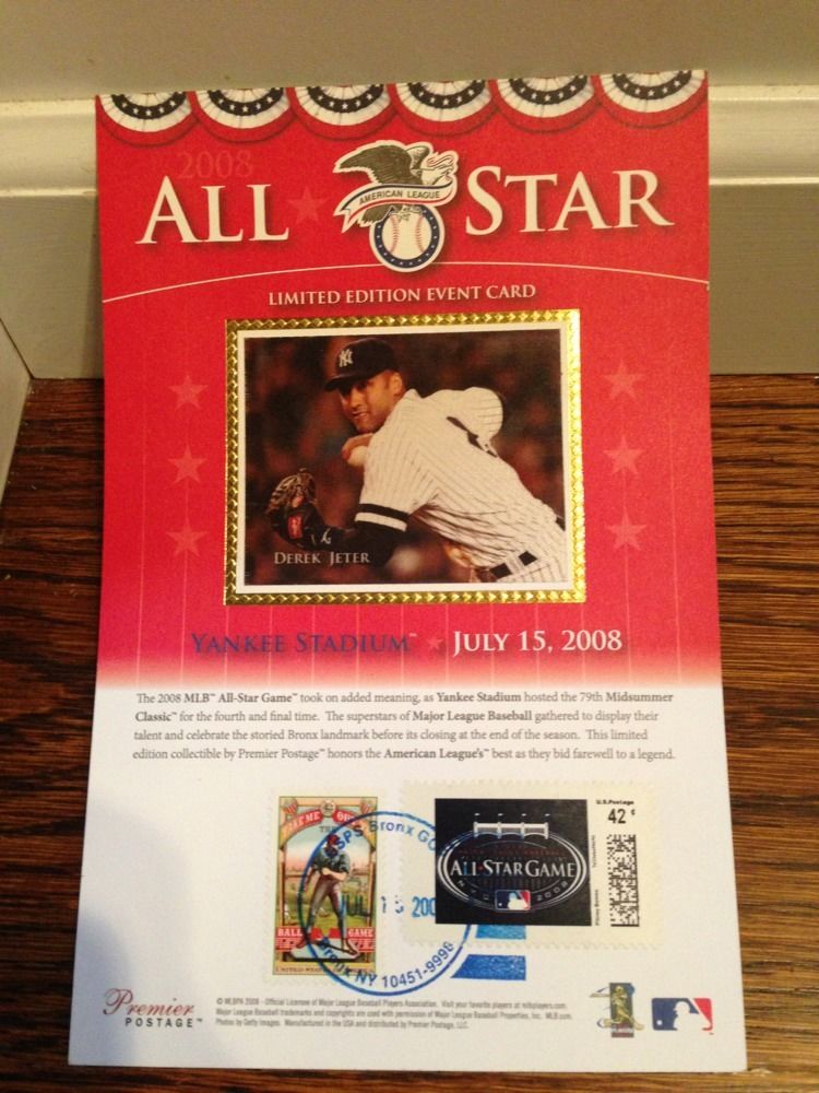 Derek Jeter Yankee Stadium 2008  All Star Game Card Stamp L.E Rare Yankees