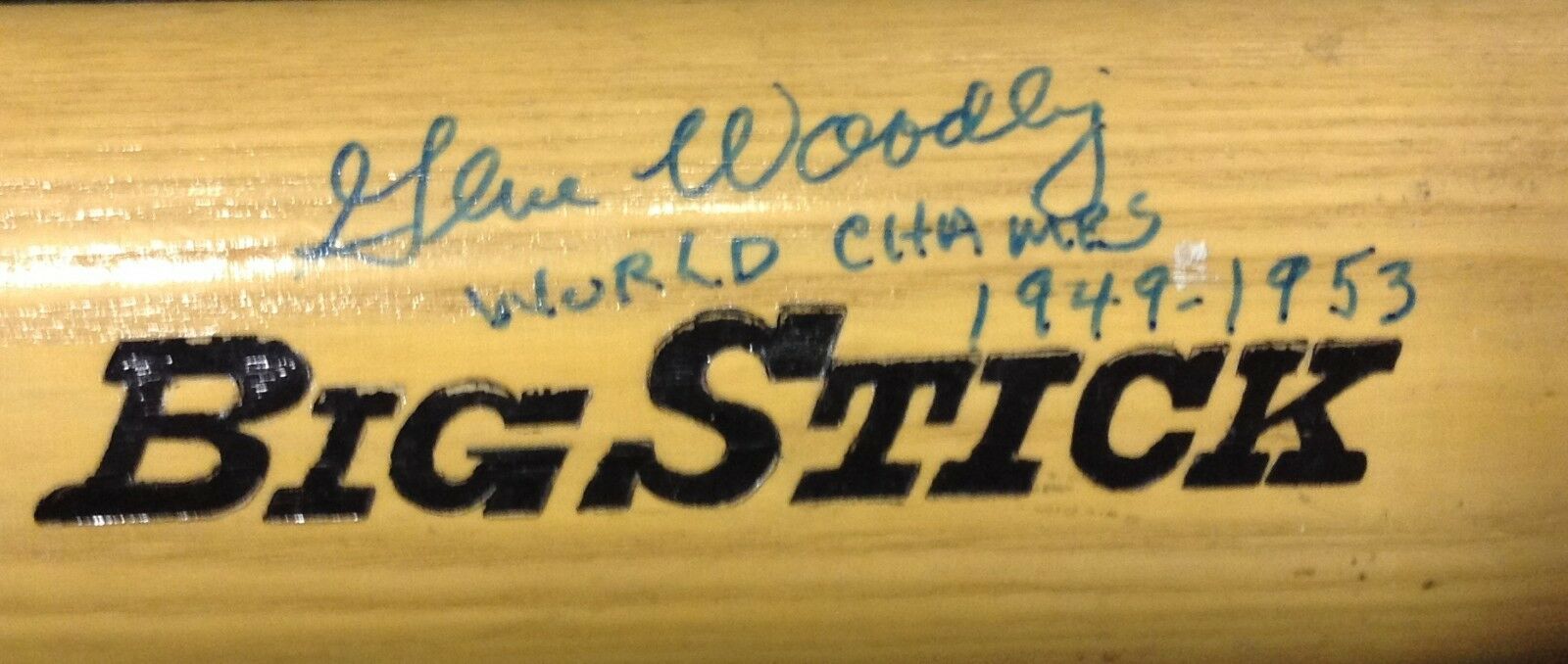 Gene Woodling NY Yankees Signed Bat Insc World Champs 1949-1953 CBM HOLO & COA