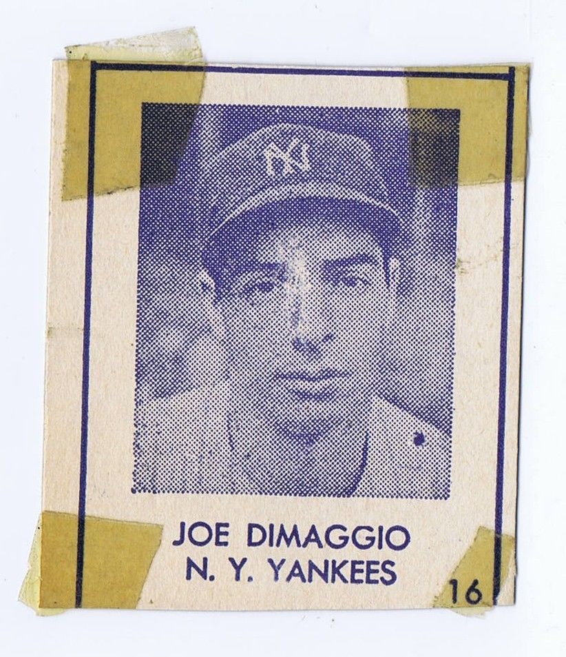 Joe DiMaggio yankees 1948 R346 #16 Blue Tint VINTAGE Baseball Card No Creases