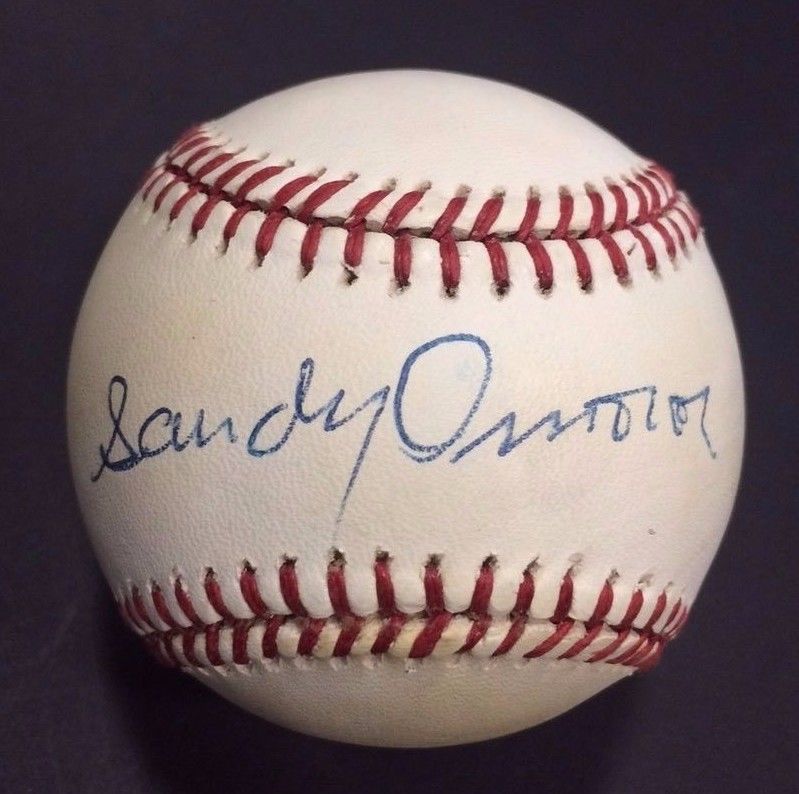 Sandy Amoros Signed 1955 Brooklyn Dodgers WS NL Baseball RARE MINT Auto JSA LOA