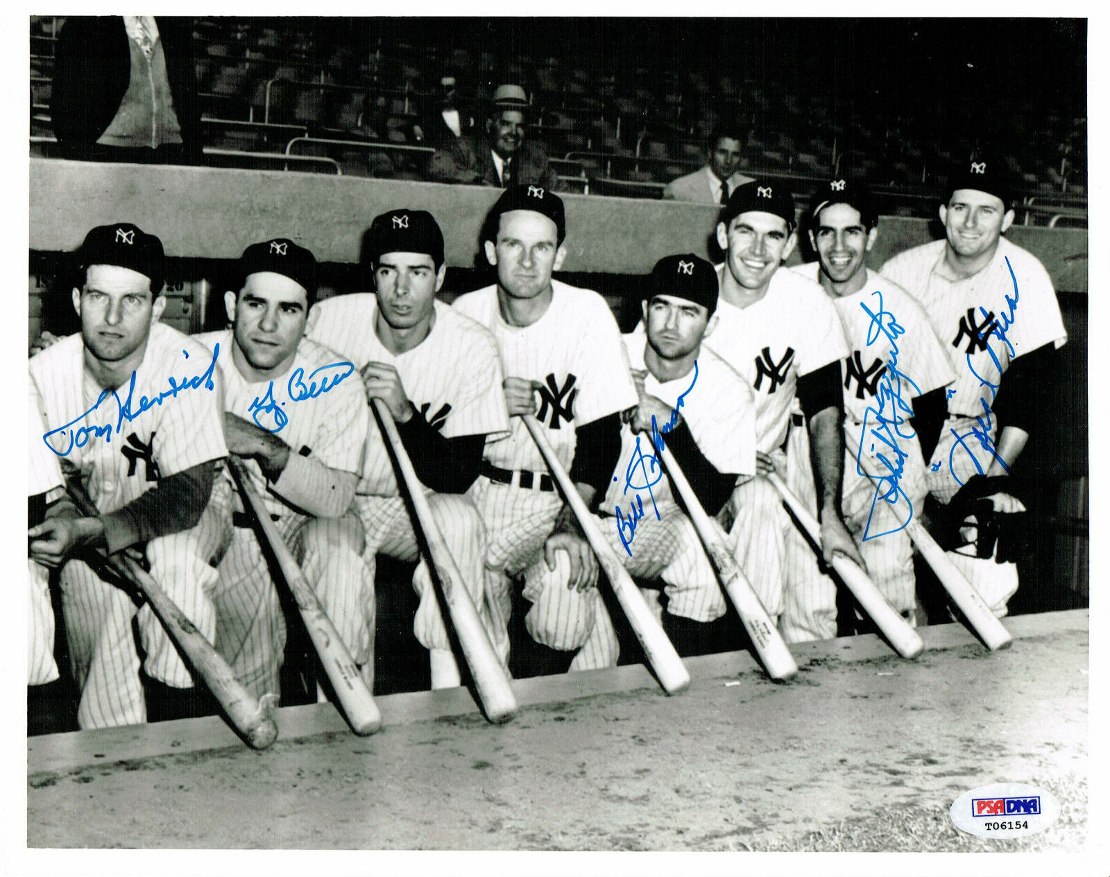 Yogi Berra Rizzuto Johnson Henrich Yankees Team Signed 1940s 8x10 Photo PSA  - Cardboard Memories