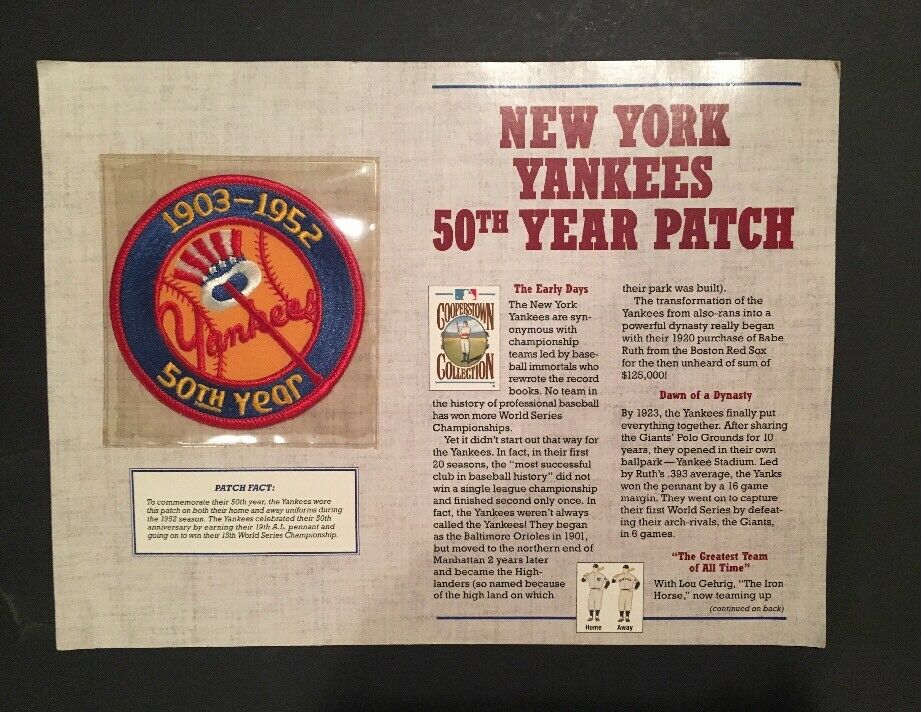 1903-1952 NEW YORK YANKEES 50TH ANNIV COOPERSTOWN BASEBALL PATCH Mickey Mantle