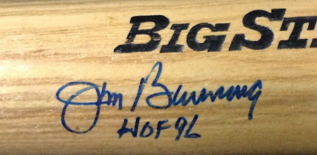 Jim Bunning Signed Rawlings Big Stick Bat Insc HOF 96 Bold Auto CBM Holo COA