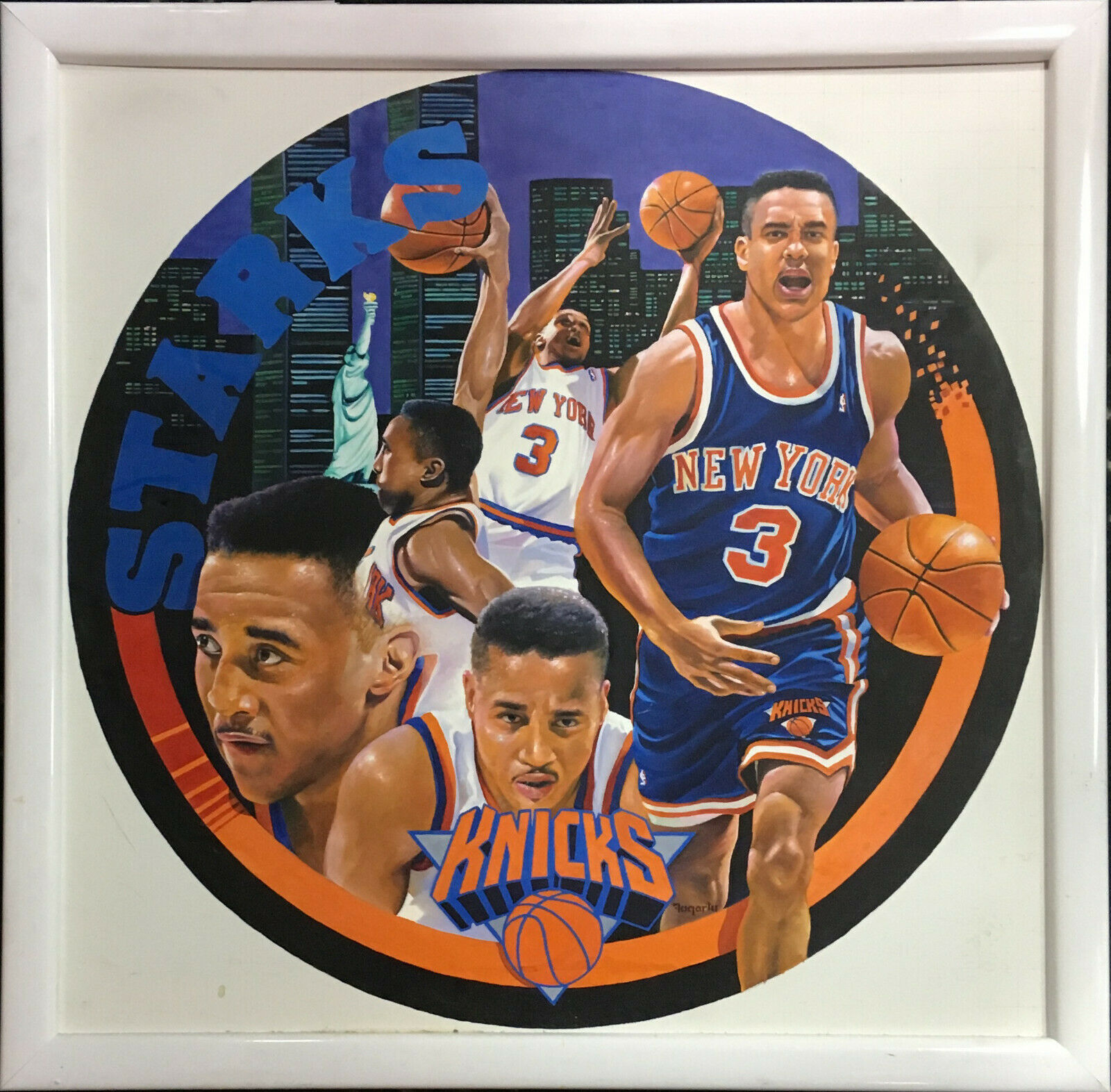 Terrence Fogarty signed original John Starks Canvas oil Painting framed auto 1/1