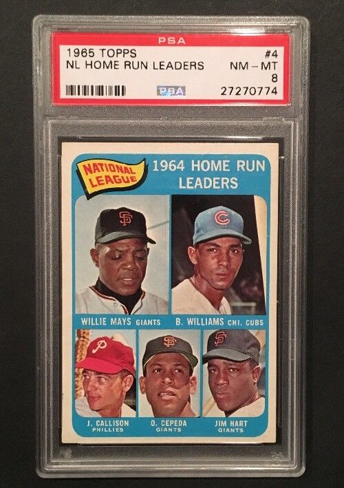 1965 Topps N.L Home Run Leaders #4 Willie Mays PSA 8 Mint Sharp Clean Centered