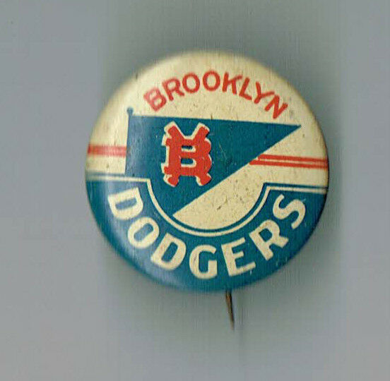 Brooklyn Dodgers 1950s Pennant 1.2 inch Pin Flag Vintage NM RARE Jackie Robinson