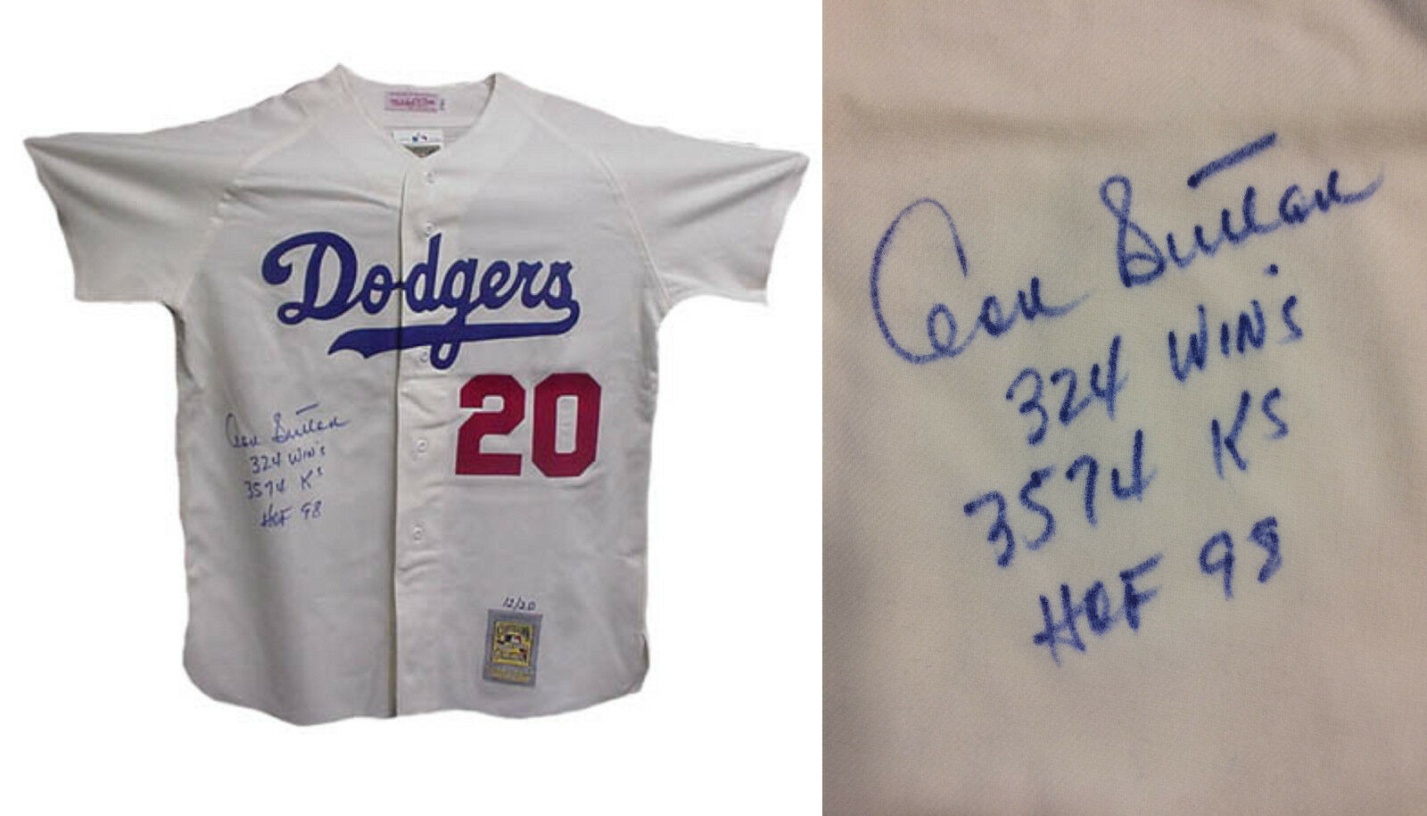 Don Sutton Signed LA Dodgers MN jersey autograph 3 ins rare HOF CBM COA LE /20