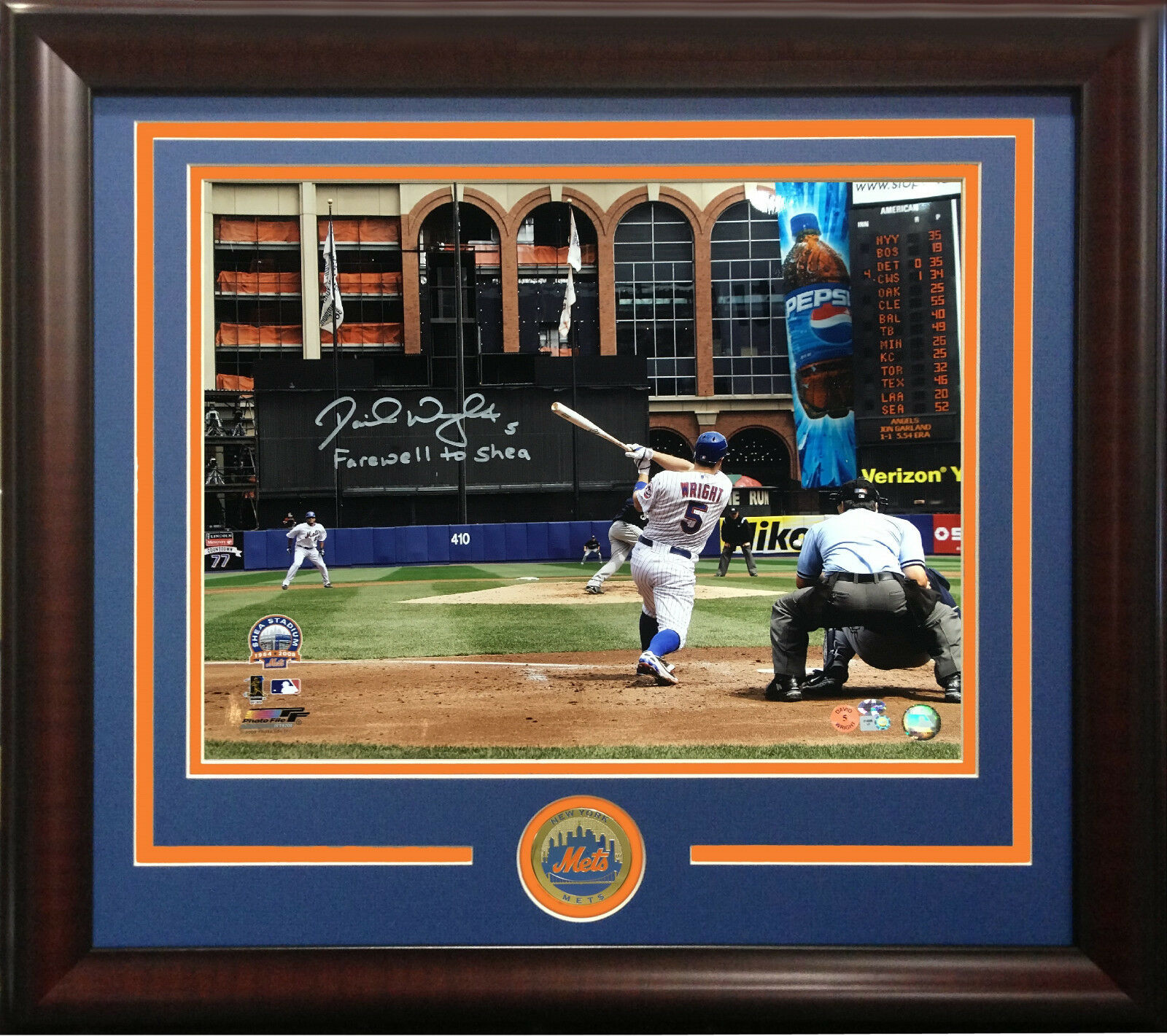David Wright signed 16×20 photo ins Farewell Shea framed Mets coin auto holo COA