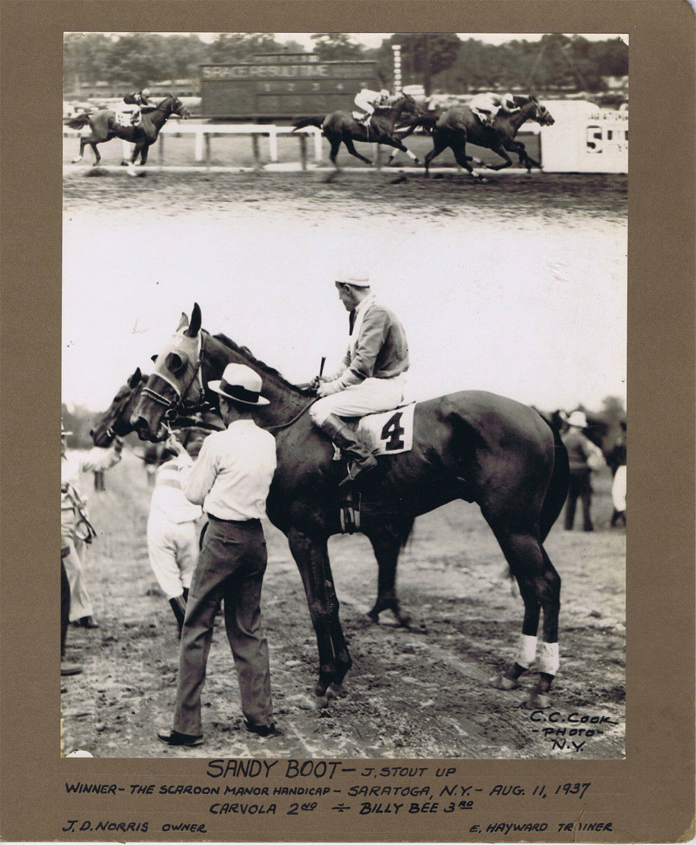 CC Cook NY Sepia Horse Racing Vintage Original Photograph Sandy Boot