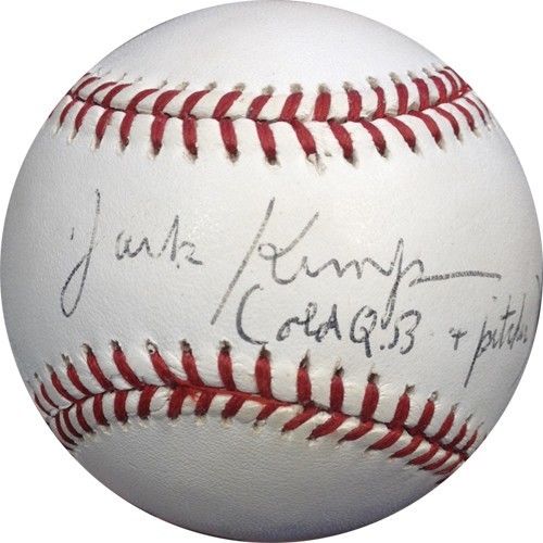 Jack Kemp Signed NL Baseball Rare old QB & pitcher INS Autograph Bills PSA coa