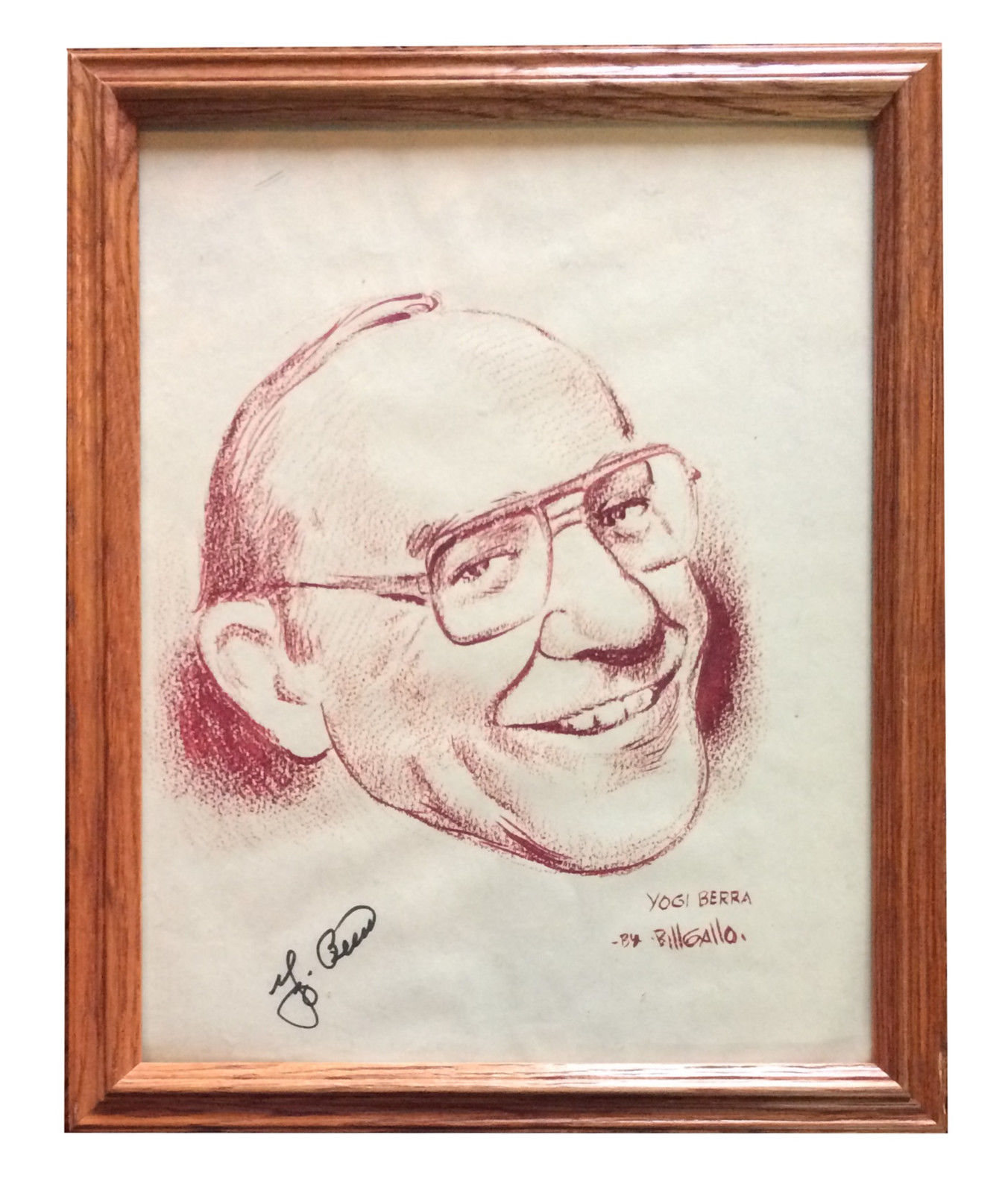 Yogi Berra Signed 11x14 cartoon PHOTO framed Yankees artist Bill Gallo auto  coa - Cardboard Memories