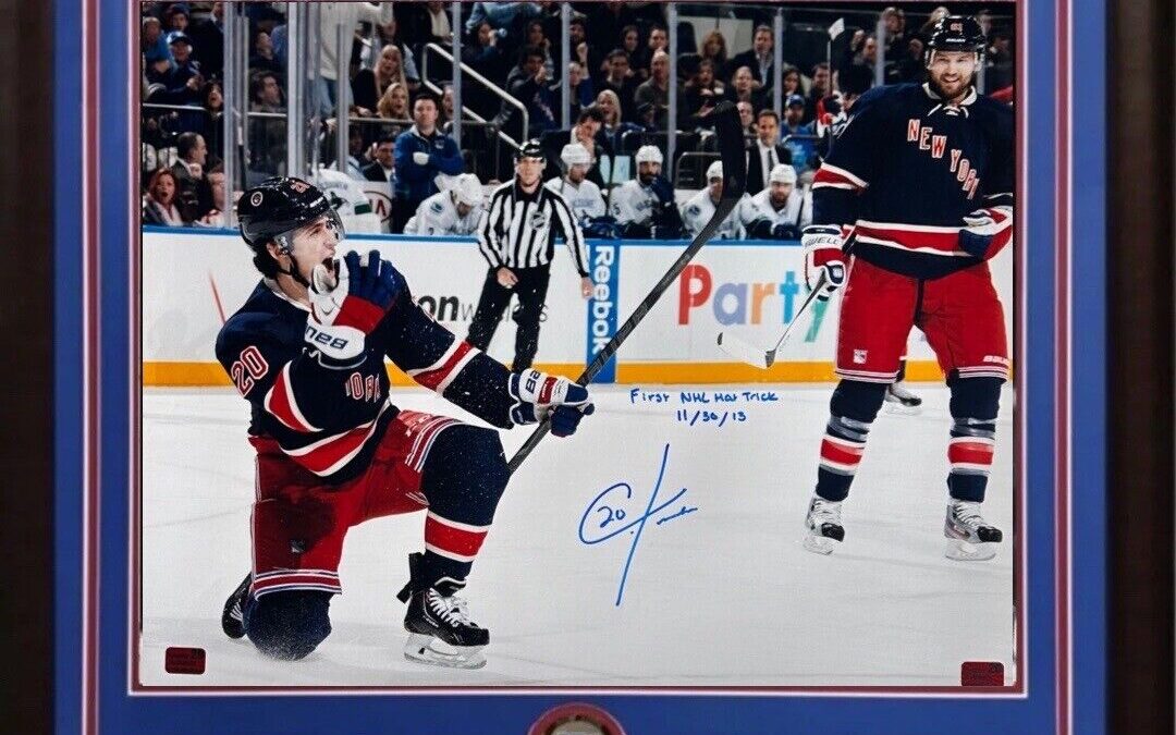 Chris Kreider Signed 16×20 Framed Photo Rangers First NHL Hat Trick Auto COA