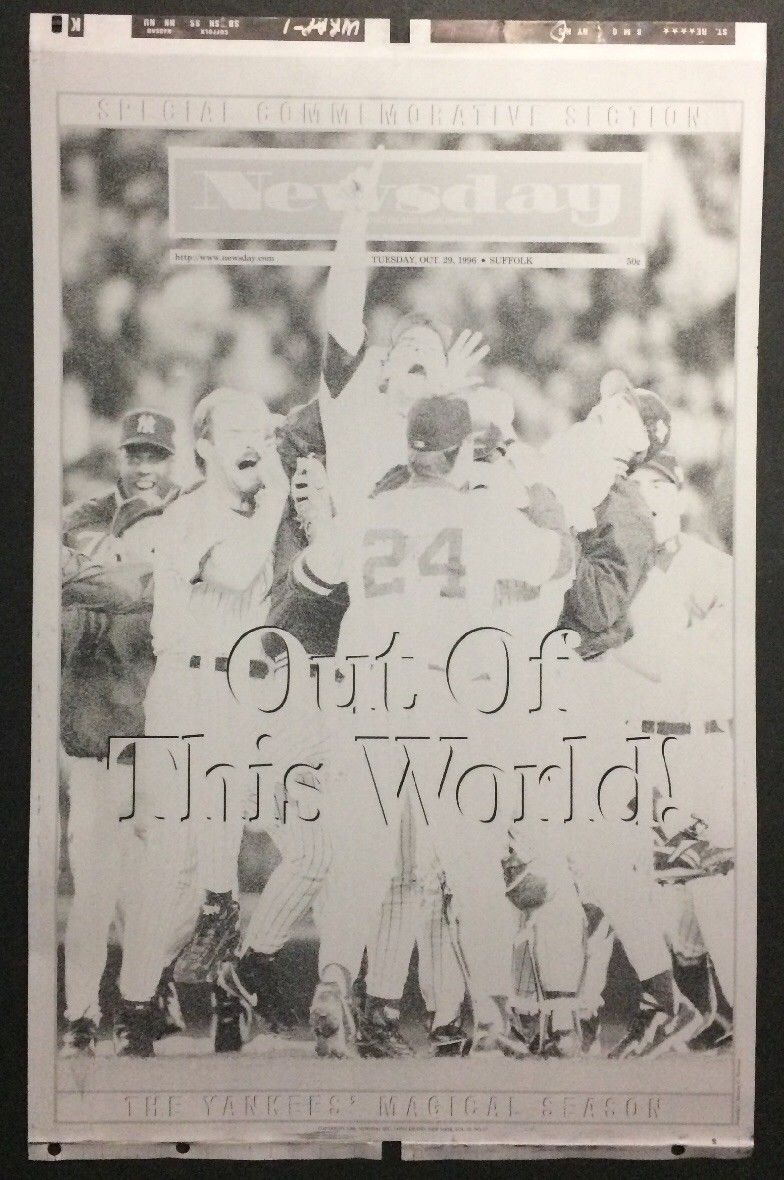Yankees Win Newsday Wraparound Original Printing Plate Oct 19 1996 Magic Season