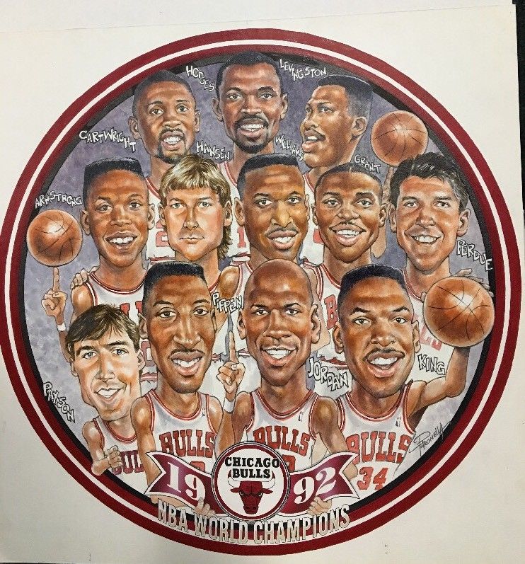 1992 Chicago Bulls NBA Champions Original Painting Michael Jordan 1/1 Petronella