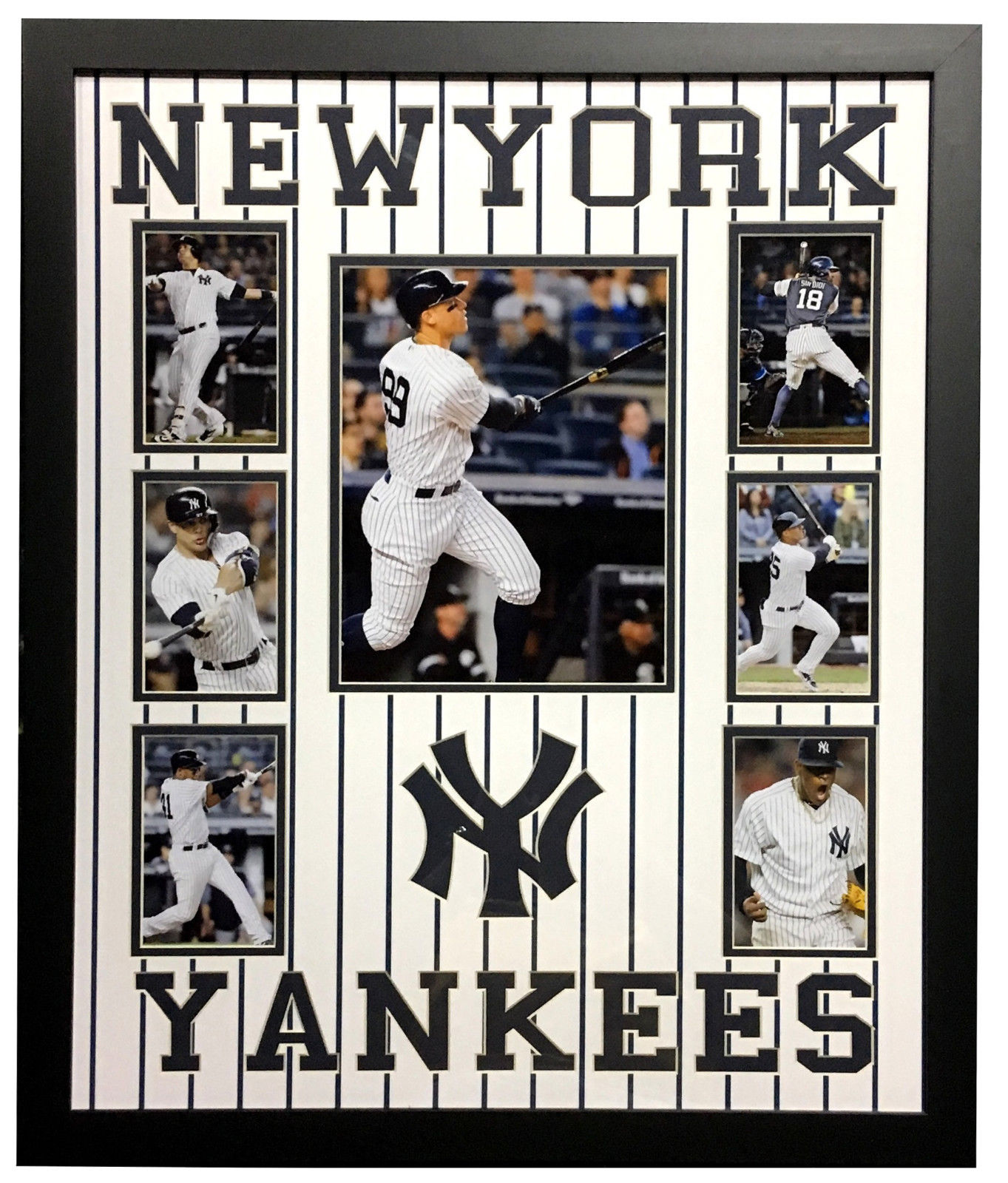 2018 NY Yankees 22×26 7 photo framed collage Aaron Judge Gleyber Torres Stanton