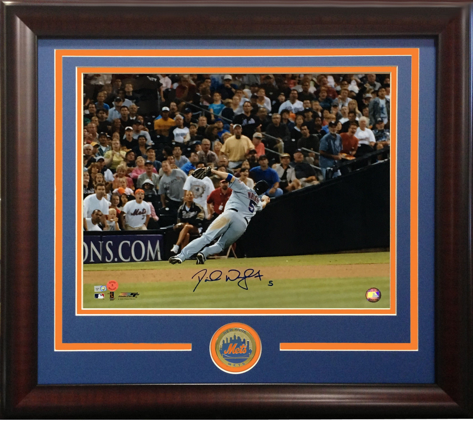 David Wright signed 16×20 catch photo framed Mets coin autograph MLB holo COA