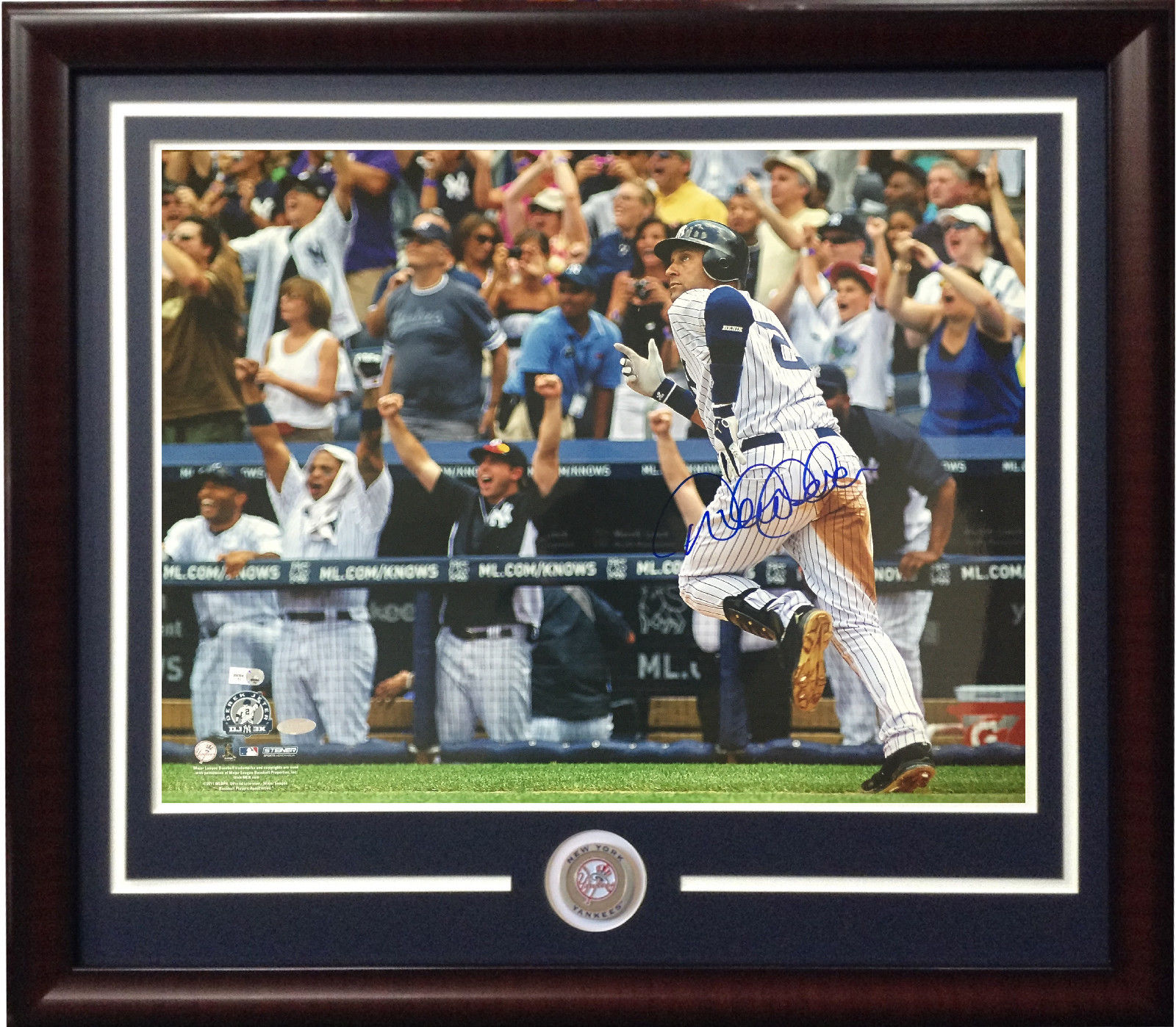 Derek Jeter Signed 16×20 3000 hit photo framed Yankees coin auto MLB Steiner COA