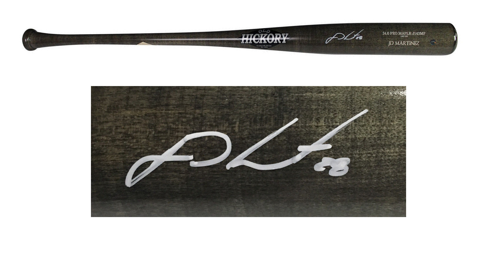 JD Martinez Red Sox signed Pro model Old Hickory baseball bat auto Steiner COA