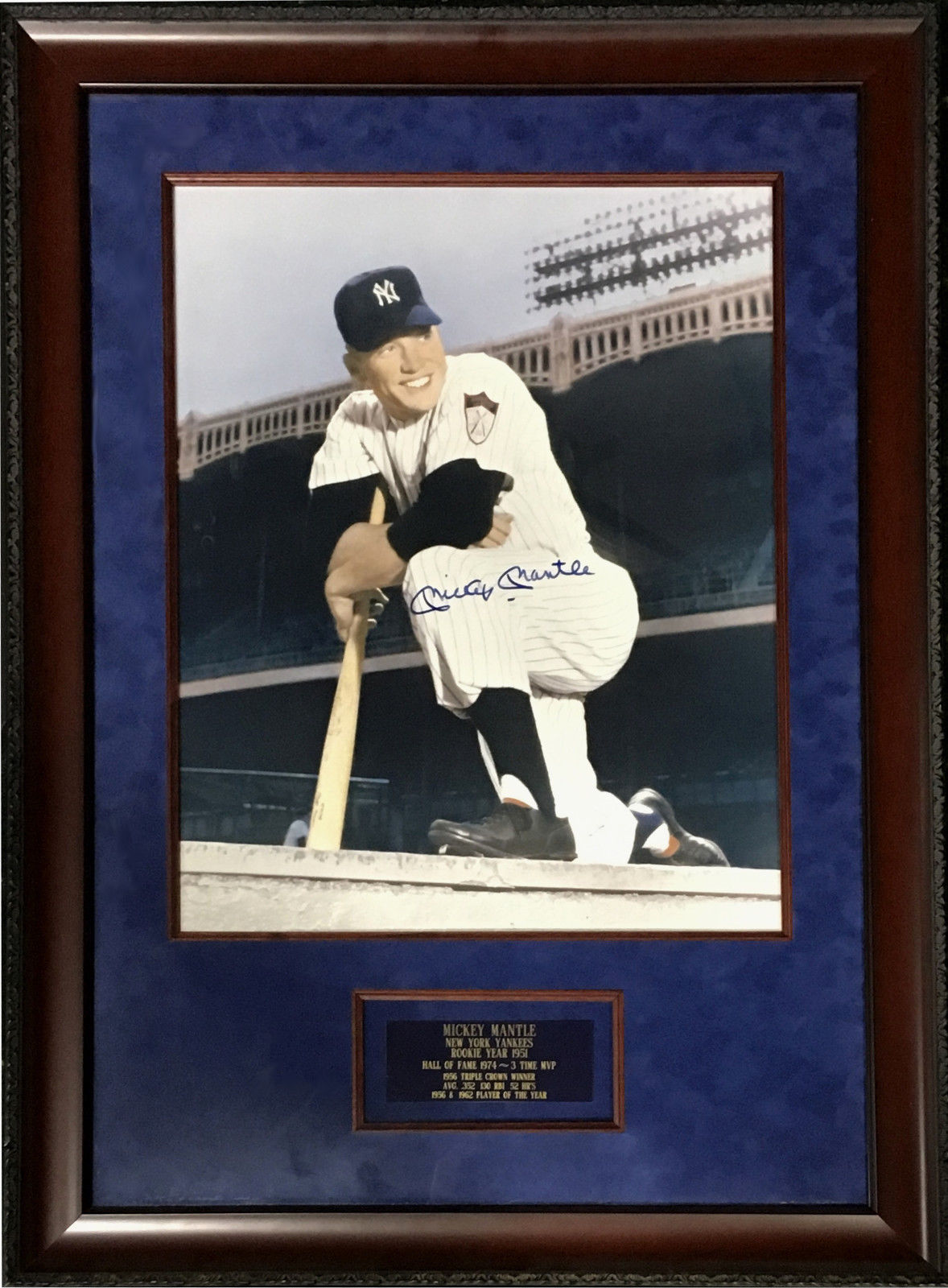 Mickey Mantle Yankees signed 16×20 photo framed PSA/DNA graded 10 autograph LOA