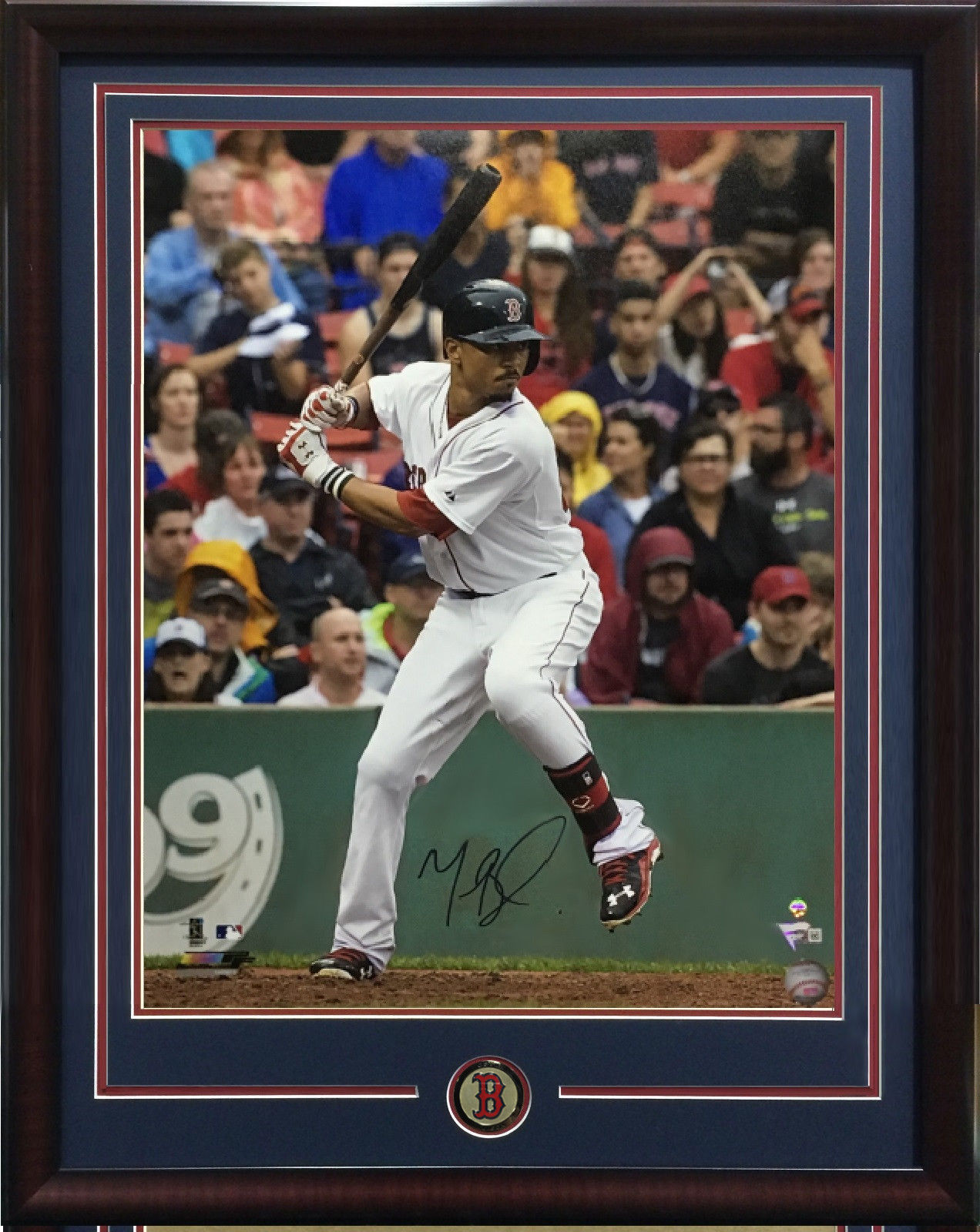 Mookie Betts signed 16×20 photo framed Red Sox coin auto Fanatics Steiner COA