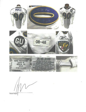 Trevor Pryce signed game used 2008 Ravens Jersey Autograph INS CBM COA 1/1 - Image 12