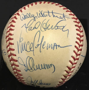 1992 NY Mets team signed NL baseball 17 auto Eddie Murray Saberhagen Gooden COA - Image 6