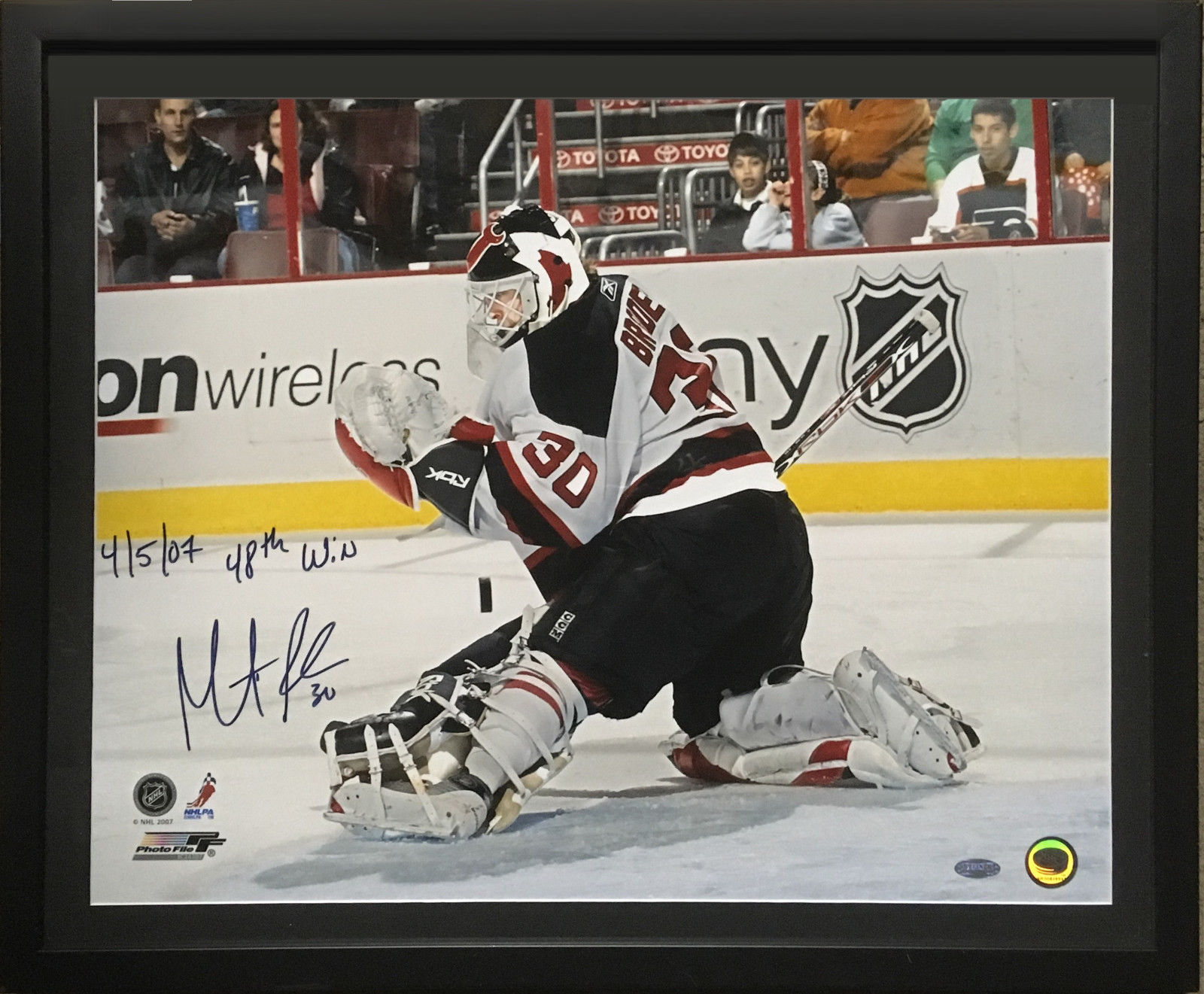 Martin Brodeur Devils signed 16×20 photo ins 48th win framed auto steiner holo
