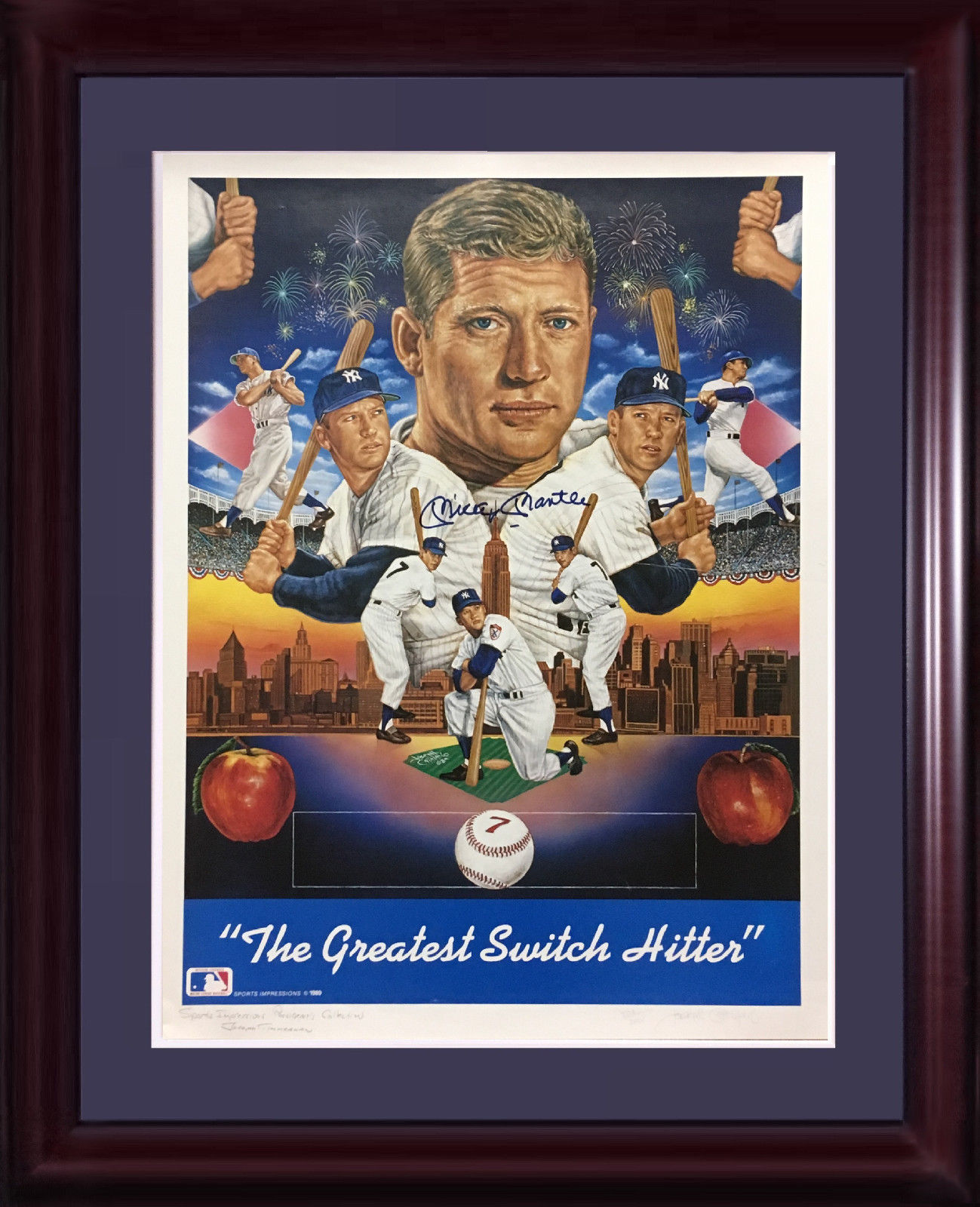 Mickey Mantle Yankees signed lithograph framed mint auto HOF CBM COA 1/1 special