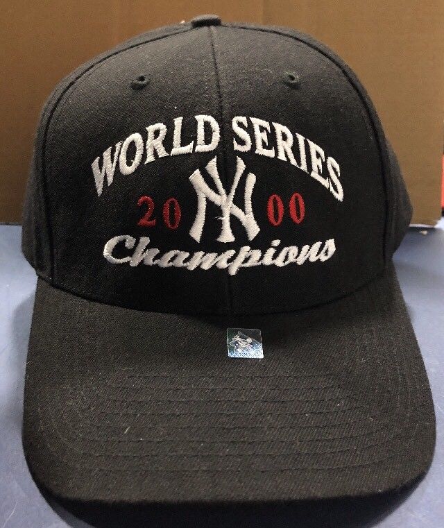 New York Yankees Black World Series 2000 Hat Game Fitted 1 Size MLB Holo NWT