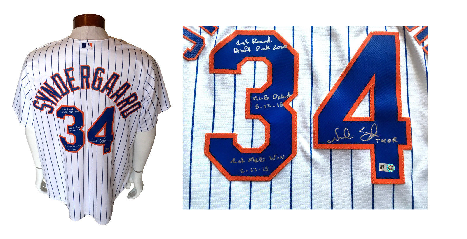 Noah Syndergaard signed Mets stat jersey autograph 4 INS THOR MLB Holo COA