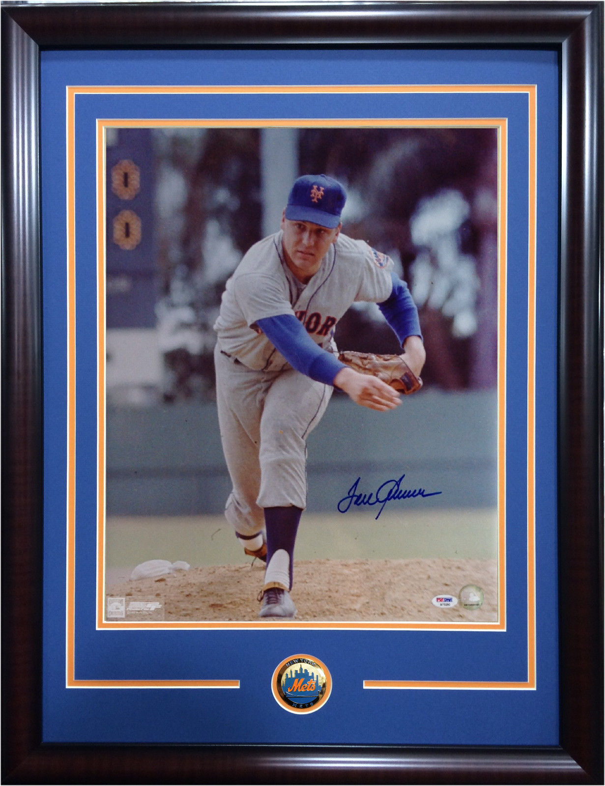 Tom Seaver signed 16×20 photo framed Mets coin mint autograph HOF PSA / DNA COA