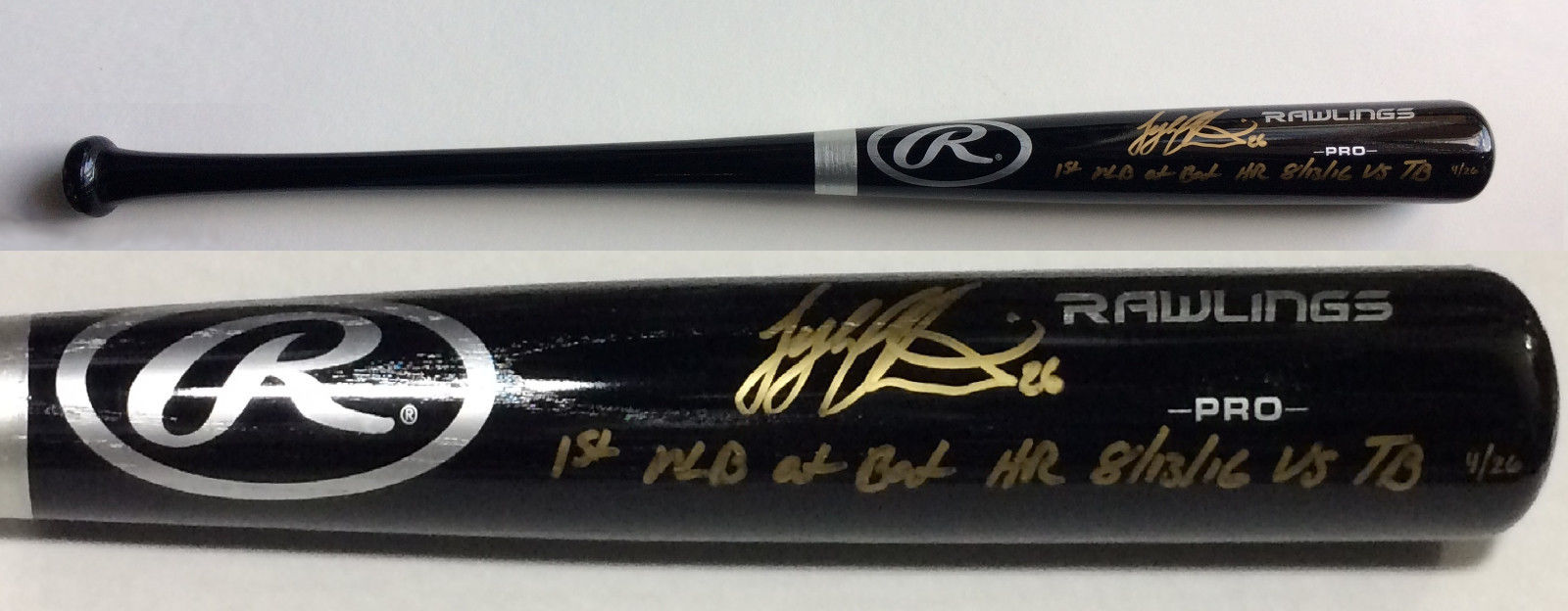 Tyler Austin Signed baseball bat rookie autograph INS 1st HR Steiner COA LE 26