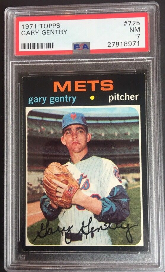 1971 Topps High #725 Gary Gentry Mets PSA 7 NM Sp Rare High End sharp card