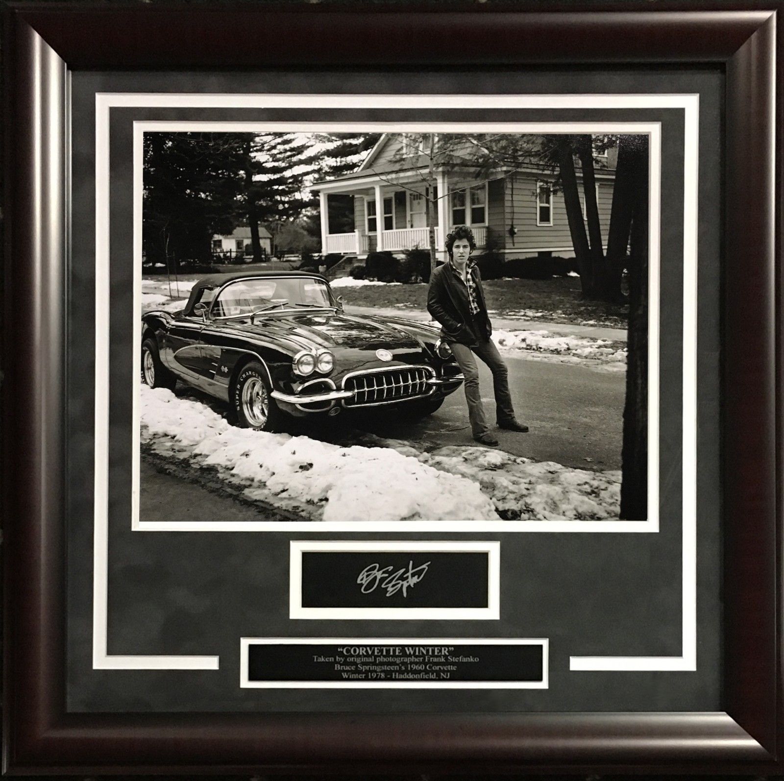 Bruce Springsteen facsimile signed 11×14 corvette photo plaque framed collage