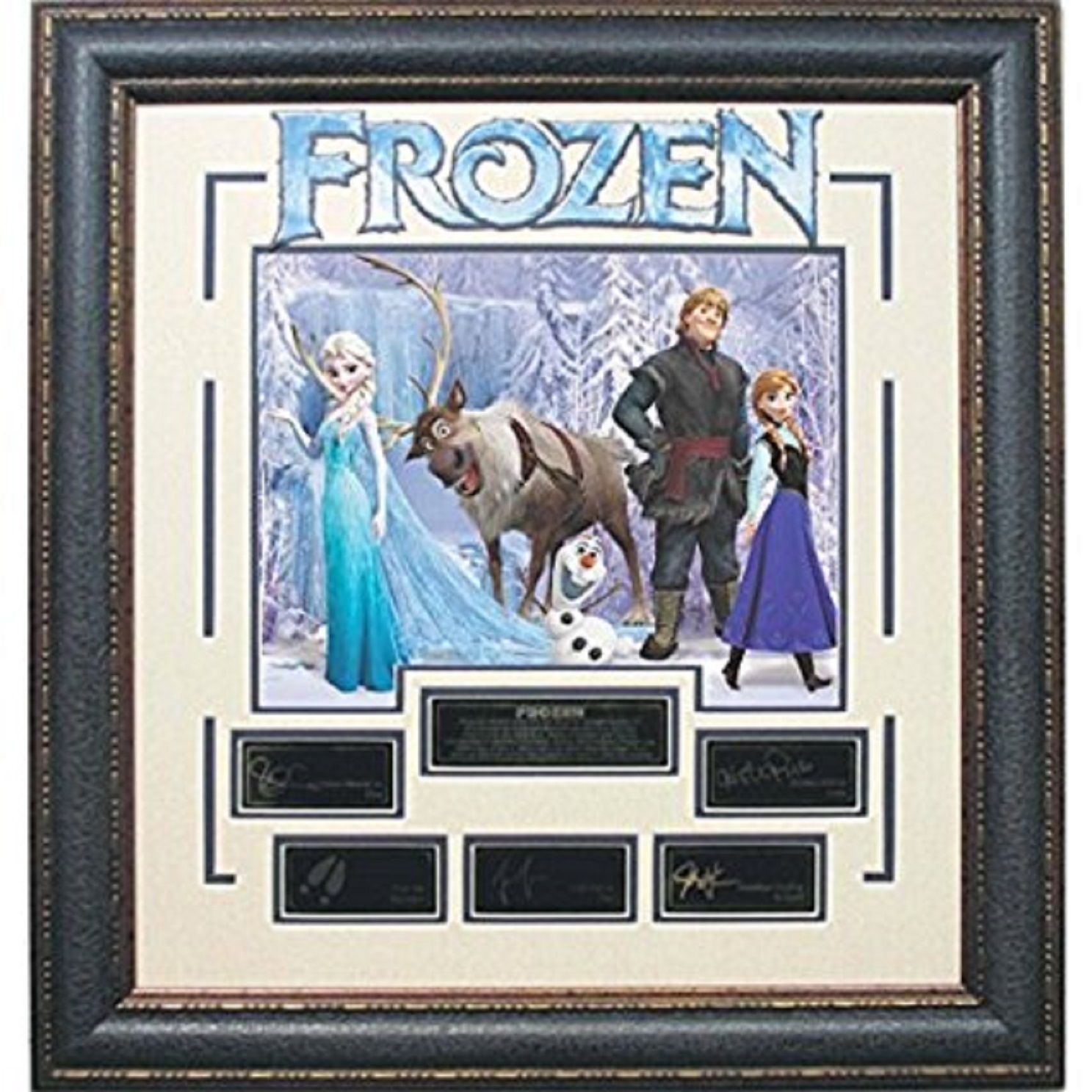 Disney Frozen cast facsimile signed Photo Collage Elsa Anna framed 24×26