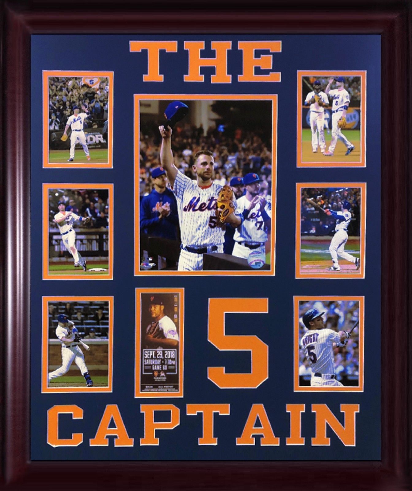 David Wright The Captain #5 NY Mets 7 photo replica ticket framed 22×26 collage