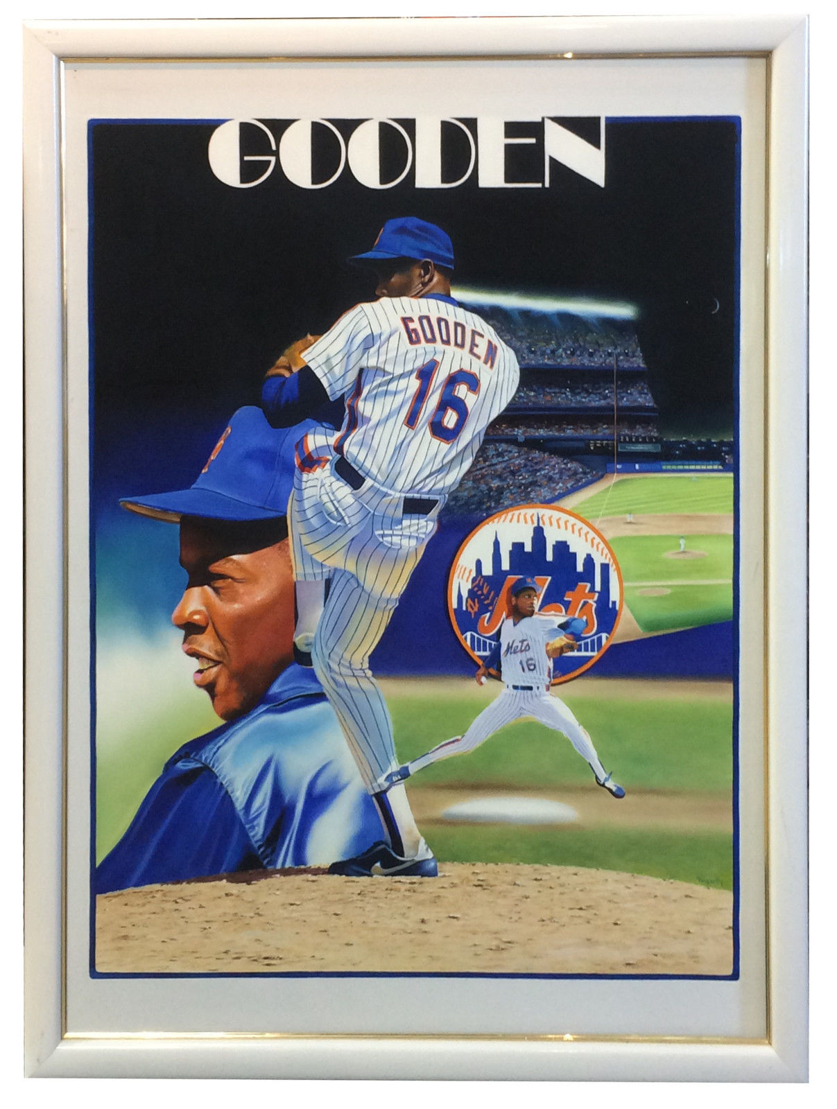 Terrence Fogarty signed original Doc Gooden Canvas painting auto framed COA 1/1